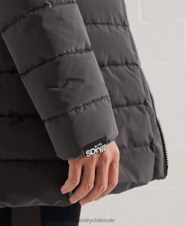 mujer Superdry gris oscuro abrigo acolchado alto ártico 2R68Z3645