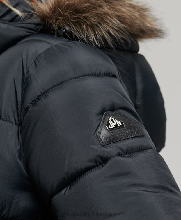 mujer Superdry gris oscuro abrigo de capa intermedia con capucha 2R68Z3734
