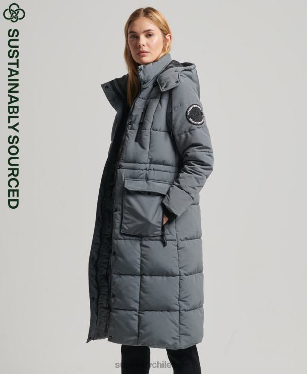 mujer Superdry gris oscuro abrigo everest largo 2R68Z5576