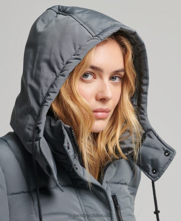 mujer Superdry gris oscuro abrigo everest largo 2R68Z5576