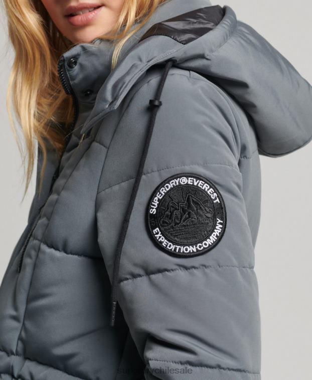 mujer Superdry gris oscuro abrigo everest largo 2R68Z5576