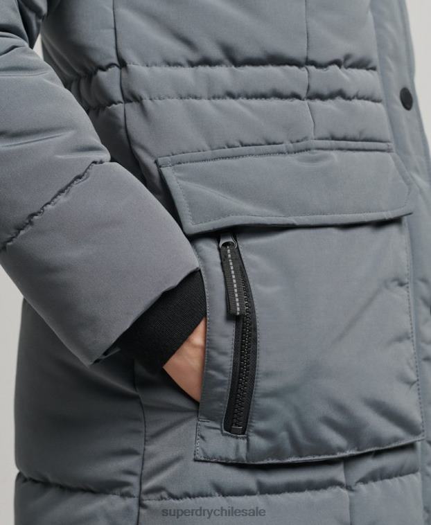 mujer Superdry gris oscuro abrigo everest largo 2R68Z5576