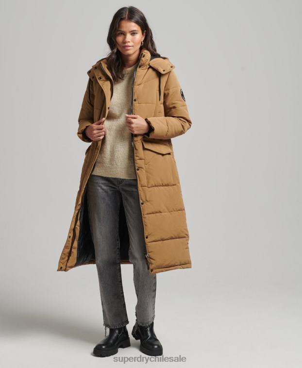 mujer Superdry marrón abrigo acolchado Everest 2R68Z3674