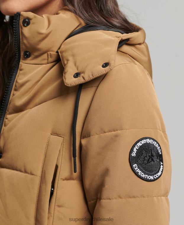 mujer Superdry marrón abrigo acolchado Everest 2R68Z3674