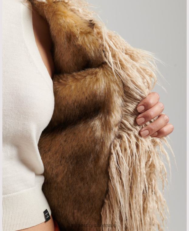 mujer Superdry marrón abrigo afgano con forro de piel sintética 2R68Z3643