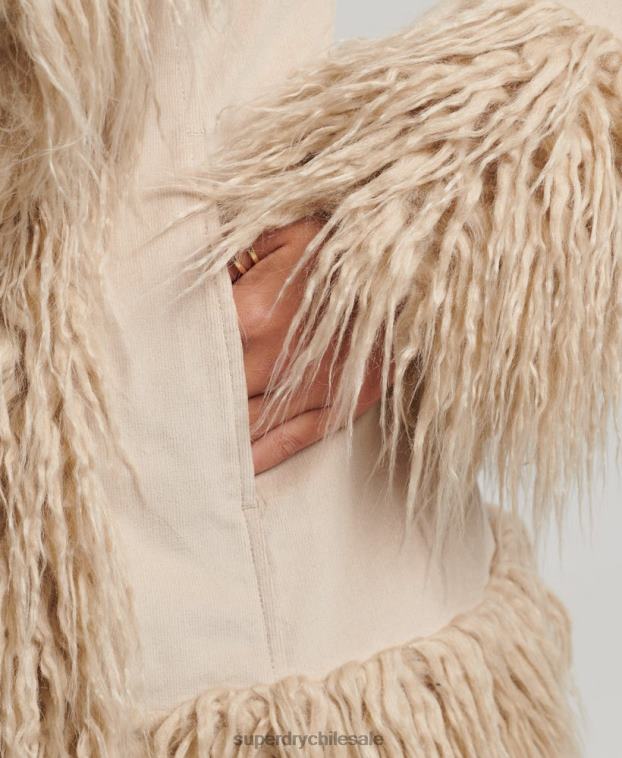 mujer Superdry marrón abrigo afgano con forro de piel sintética 2R68Z3721