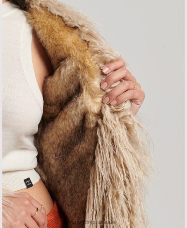 mujer Superdry marrón abrigo afgano con forro de piel sintética 2R68Z3721