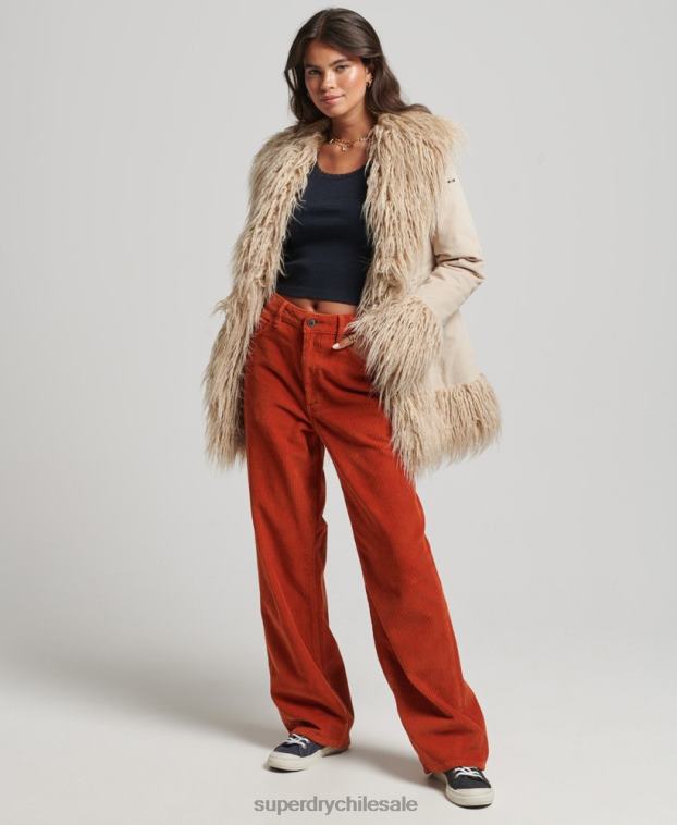 mujer Superdry marrón abrigo afgano con forro de piel sintética 2R68Z3721