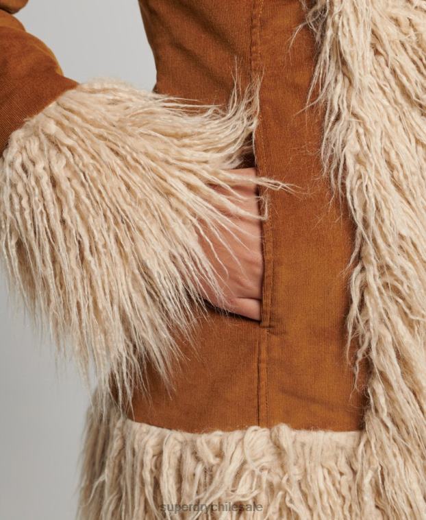 mujer Superdry marrón abrigo afgano con forro de piel sintética 2R68Z3737
