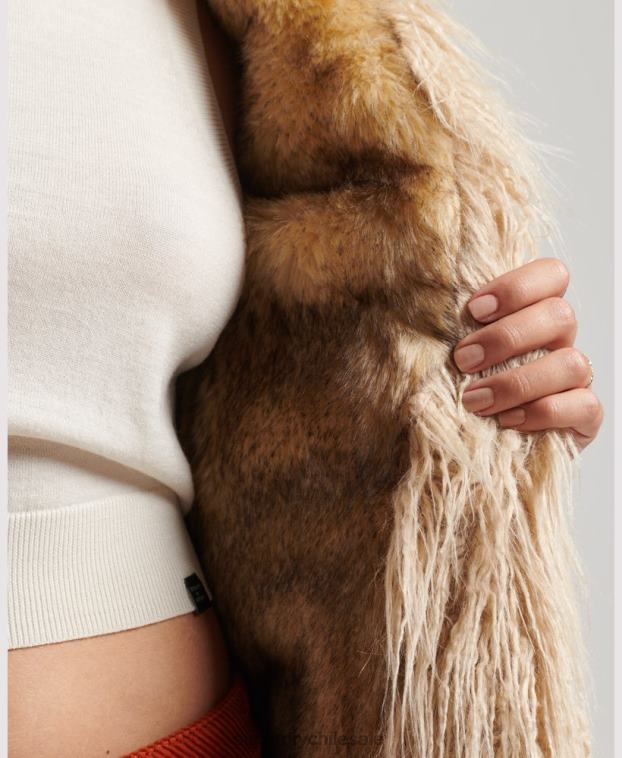 mujer Superdry marrón abrigo afgano con forro de piel sintética 2R68Z3737