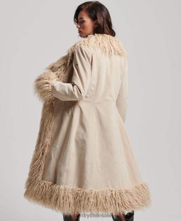 mujer Superdry marrón abrigo afgano largo con forro de piel sintética 2R68Z3824