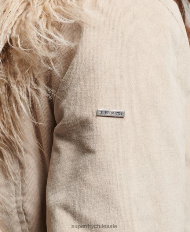 mujer Superdry marrón abrigo afgano largo con forro de piel sintética 2R68Z3824