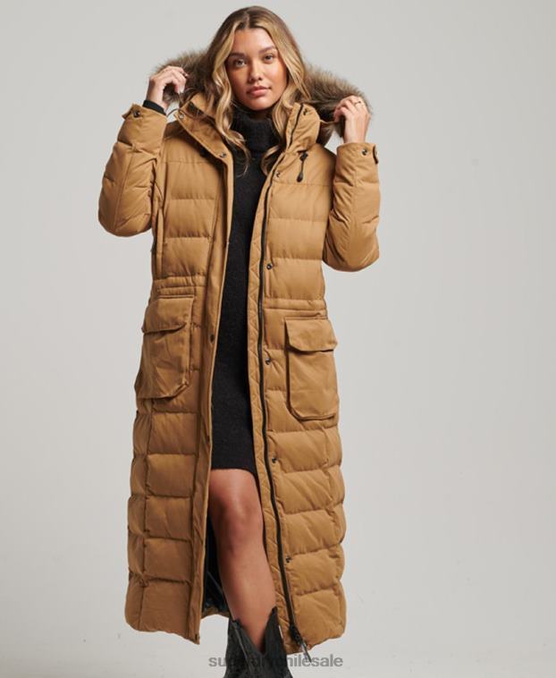mujer Superdry marrón parka expedición de microfibra con palangre 2R68Z5547