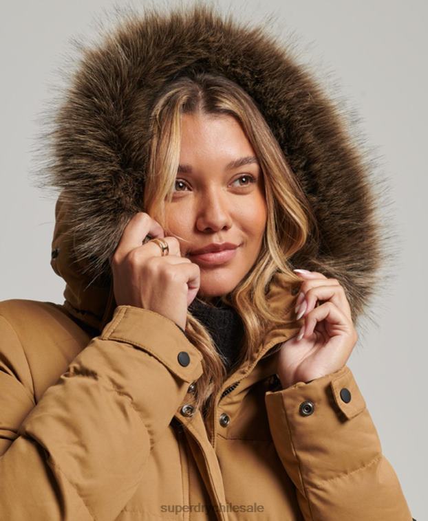 mujer Superdry marrón parka expedición de microfibra con palangre 2R68Z5547