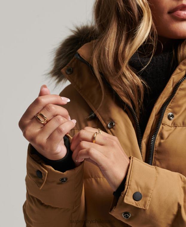 mujer Superdry marrón parka expedición de microfibra con palangre 2R68Z5547