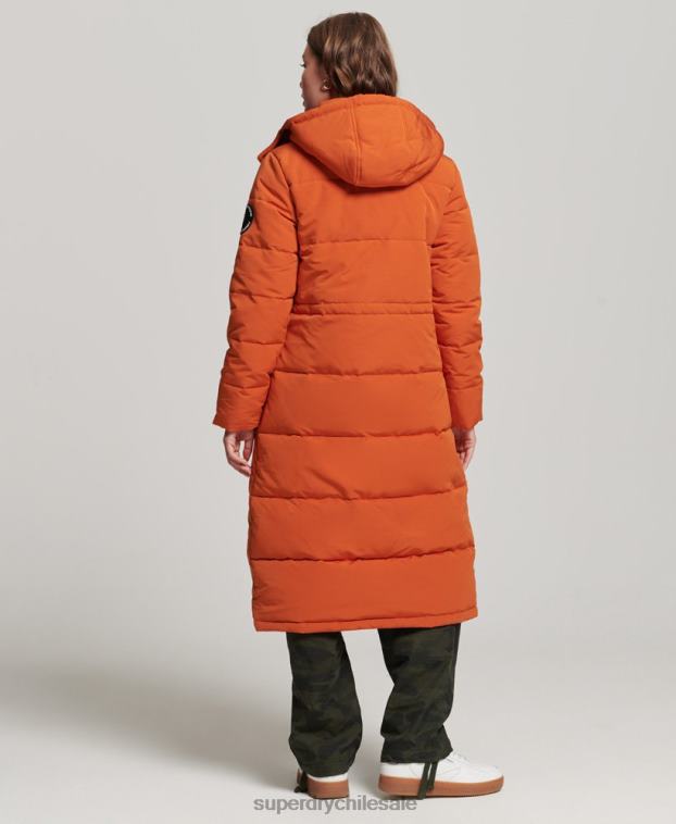 mujer Superdry naranja abrigo acolchado Everest 2R68Z3673