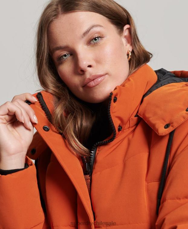 mujer Superdry naranja abrigo acolchado Everest 2R68Z3673