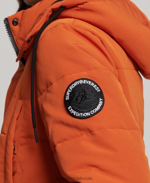 mujer Superdry naranja abrigo acolchado Everest 2R68Z3673