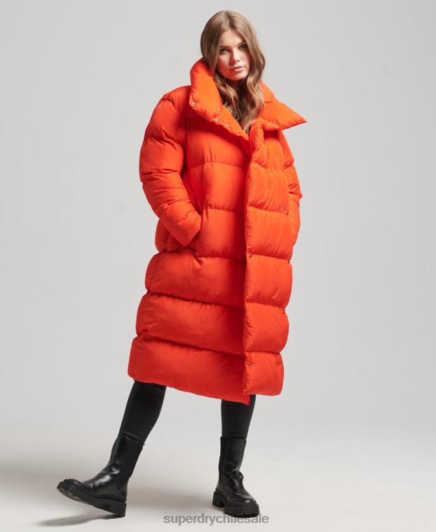 mujer Superdry naranja abrigo acolchado con palangre 2R68Z3602