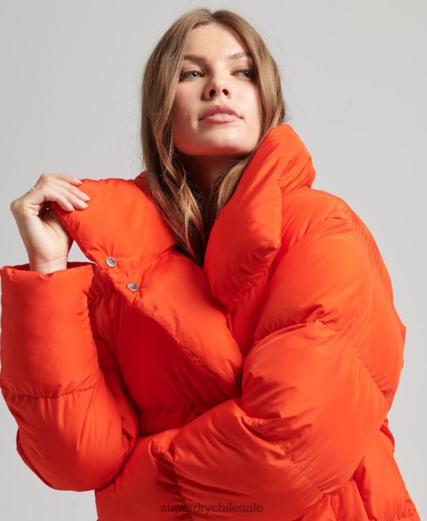 mujer Superdry naranja abrigo acolchado con palangre 2R68Z3602