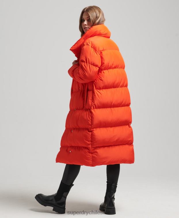 mujer Superdry naranja abrigo acolchado con palangre 2R68Z3602