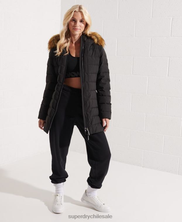 mujer Superdry negro abrigo acolchado alto ártico 2R68Z3647