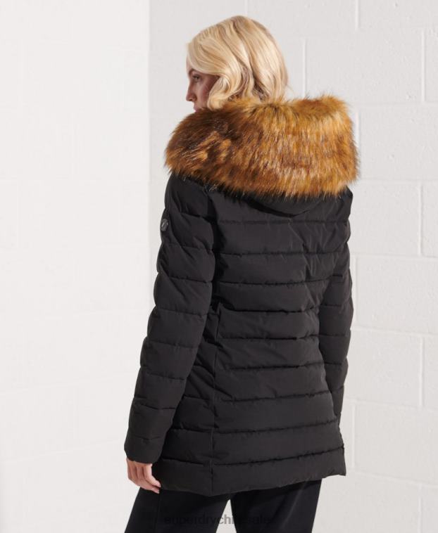 mujer Superdry negro abrigo acolchado alto ártico 2R68Z3647