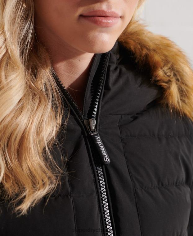mujer Superdry negro abrigo acolchado alto ártico 2R68Z3647