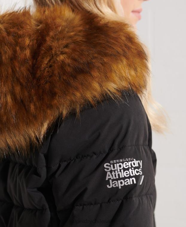 mujer Superdry negro abrigo acolchado alto ártico 2R68Z3647