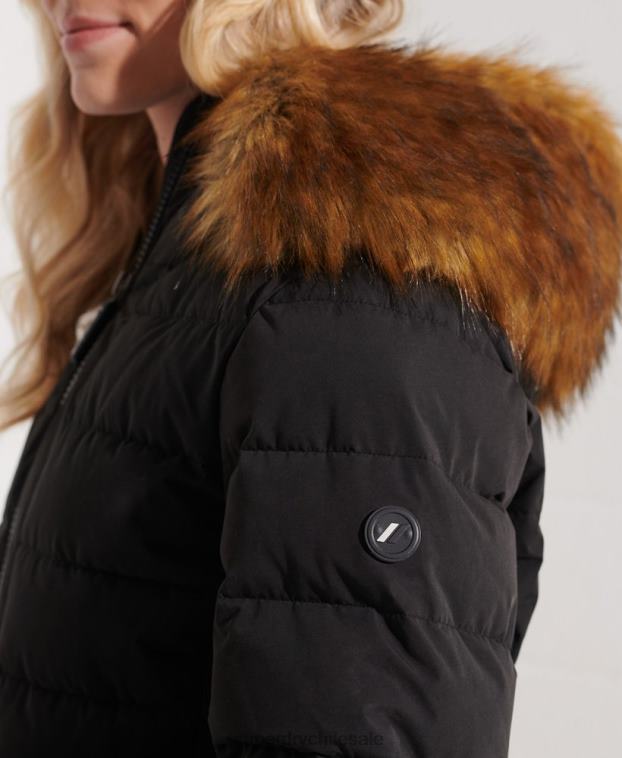 mujer Superdry negro abrigo acolchado alto ártico 2R68Z3647