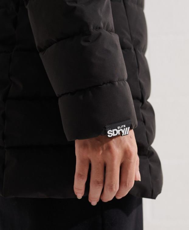 mujer Superdry negro abrigo acolchado alto ártico 2R68Z3647
