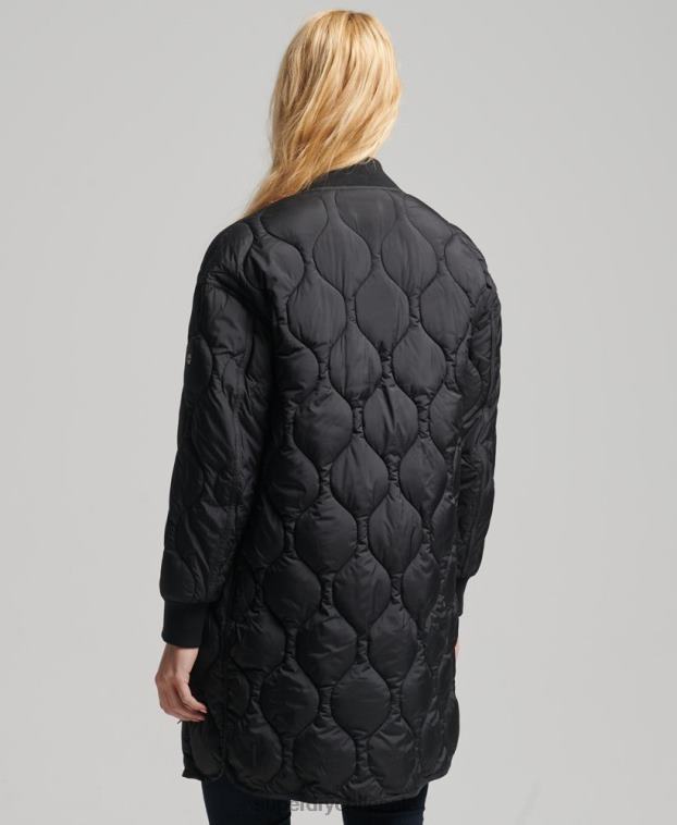mujer Superdry negro abrigo acolchado con botones 2R68Z3798