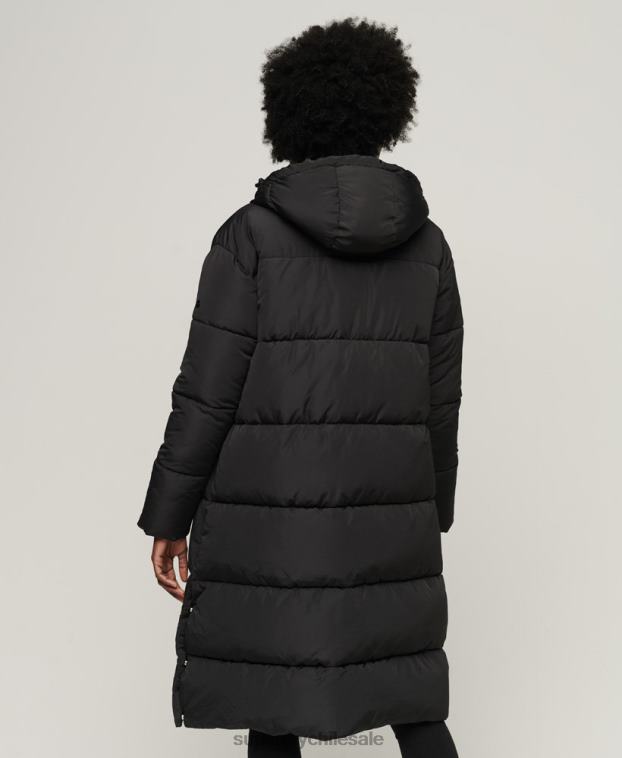 mujer Superdry negro abrigo acolchado con palangre 2R68Z3571
