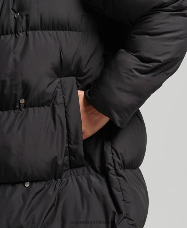 mujer Superdry negro abrigo acolchado con palangre 2R68Z3582