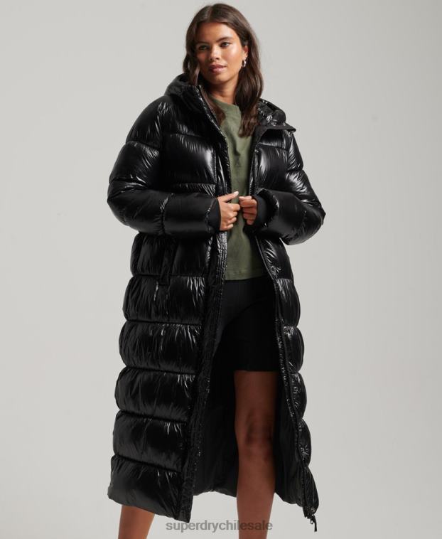 mujer Superdry negro abrigo acolchado deportivo xpd 2R68Z3683
