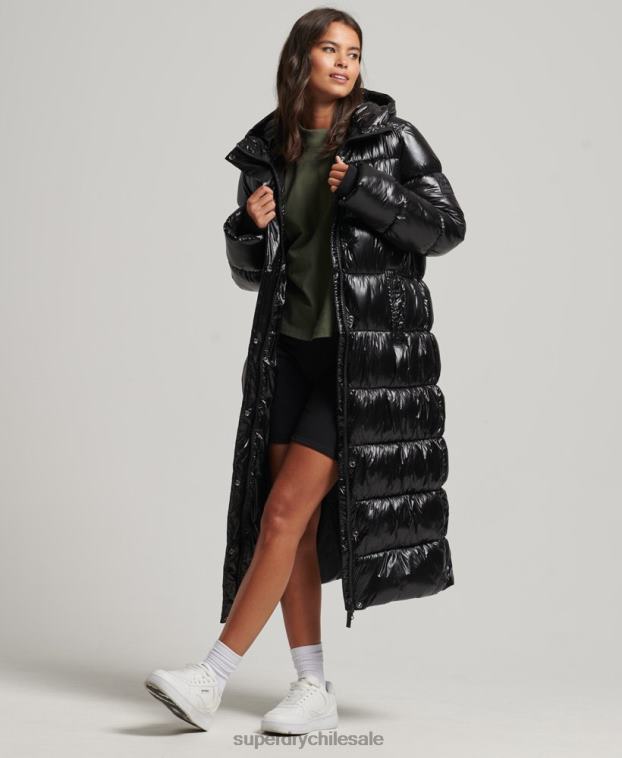mujer Superdry negro abrigo acolchado deportivo xpd 2R68Z3683