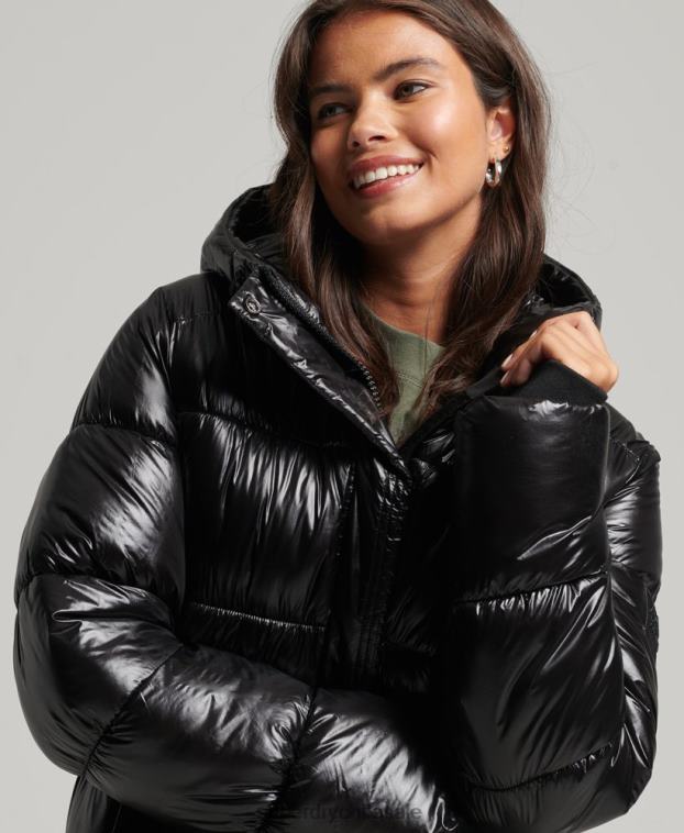 mujer Superdry negro abrigo acolchado deportivo xpd 2R68Z3683