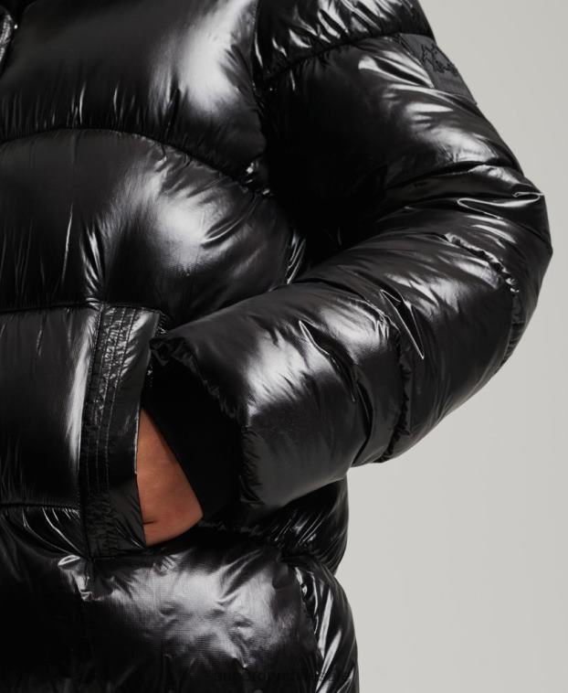 mujer Superdry negro abrigo acolchado deportivo xpd 2R68Z3683