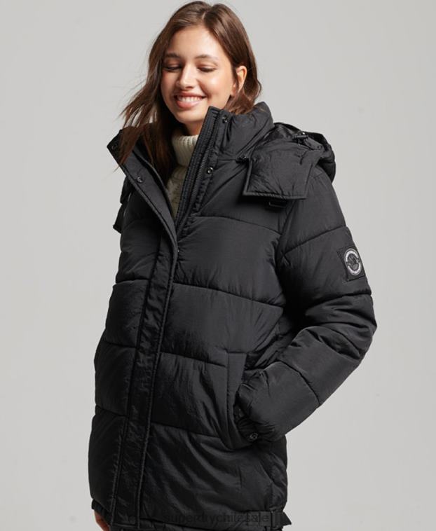 mujer Superdry negro abrigo capitonado capullo expedición 2R68Z3597