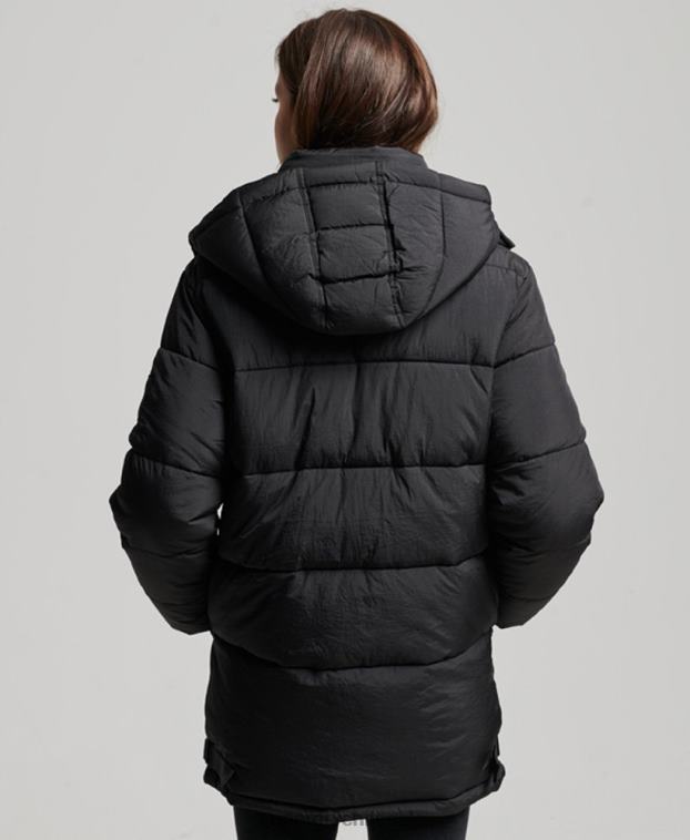 mujer Superdry negro abrigo capitonado capullo expedición 2R68Z3597