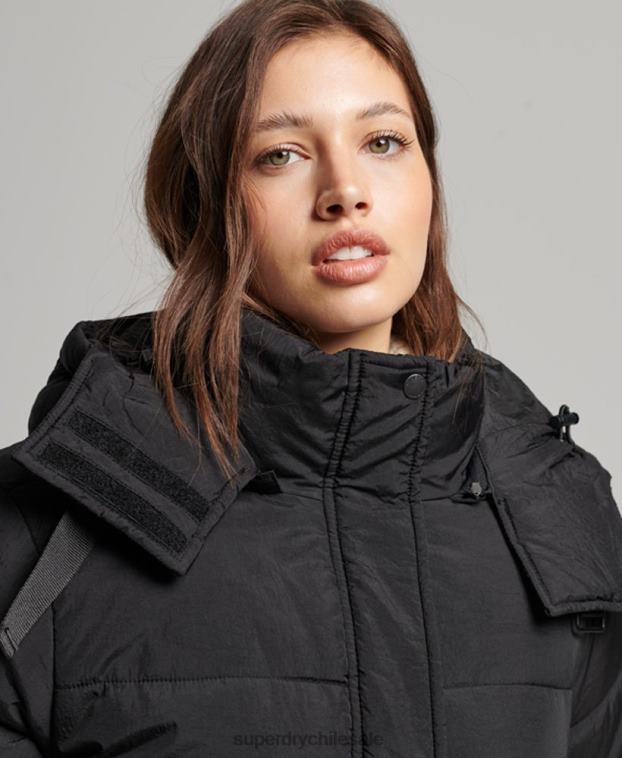 mujer Superdry negro abrigo capitonado capullo expedición 2R68Z3597