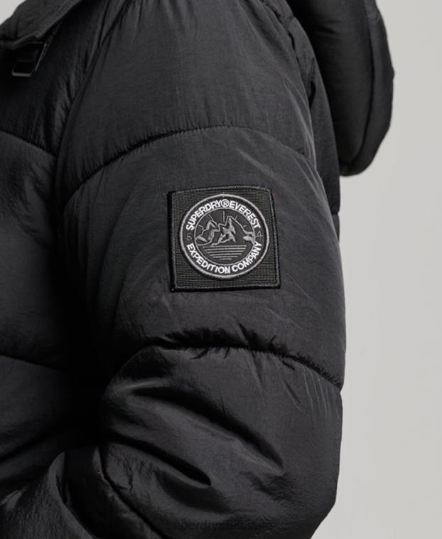 mujer Superdry negro abrigo capitonado capullo expedición 2R68Z3597