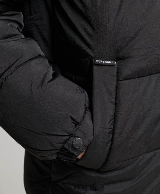 mujer Superdry negro abrigo capitonado capullo expedición 2R68Z3597