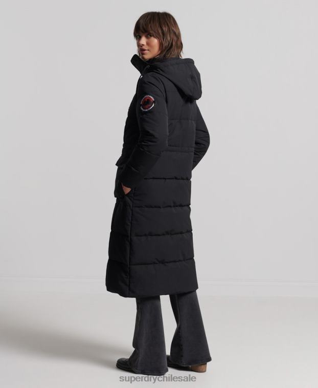 mujer Superdry negro abrigo everest largo 2R68Z5512