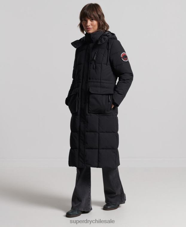 mujer Superdry negro abrigo everest largo 2R68Z5512