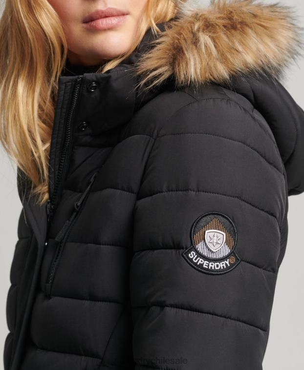 mujer Superdry negro abrigo fuji superlargo 2R68Z3777