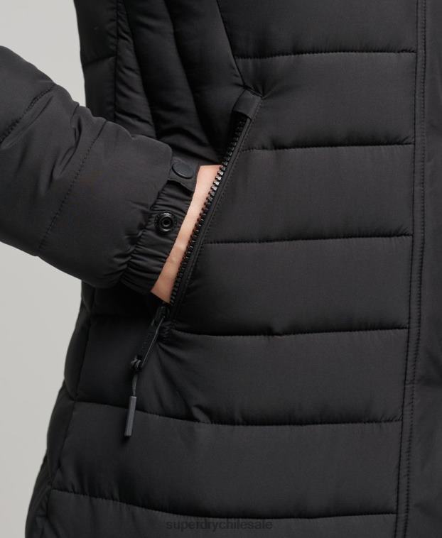 mujer Superdry negro abrigo fuji superlargo 2R68Z3777