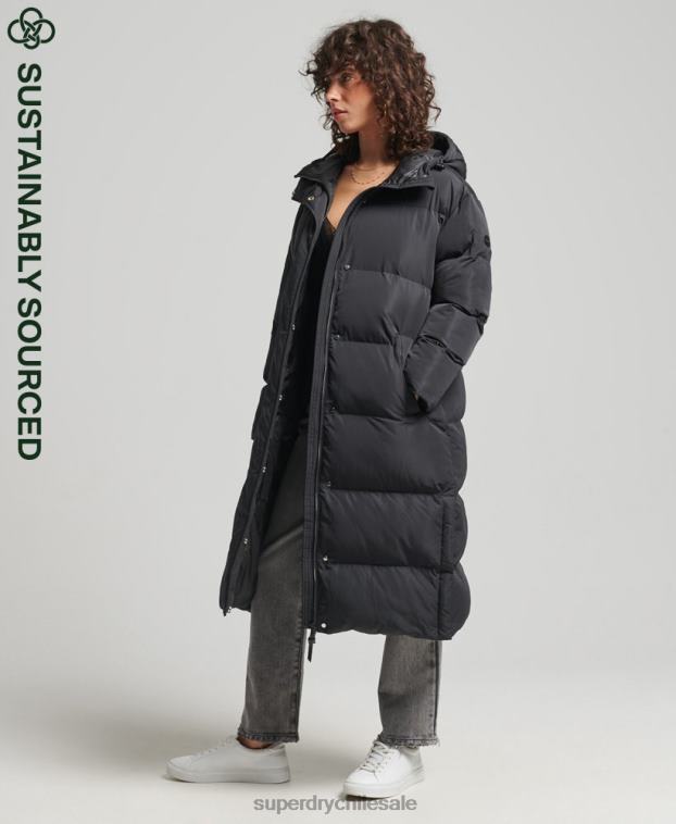 mujer Superdry negro abrigo largo de edredón 2R68Z3706