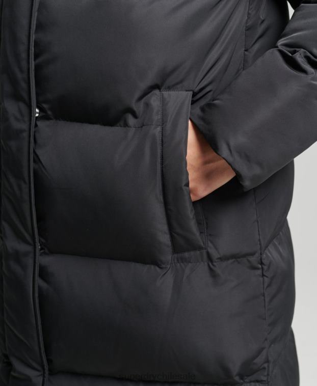 mujer Superdry negro abrigo largo de edredón 2R68Z3706