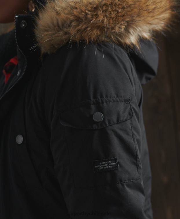 mujer Superdry negro abrigo parka de microfibra nadare 2R68Z5481